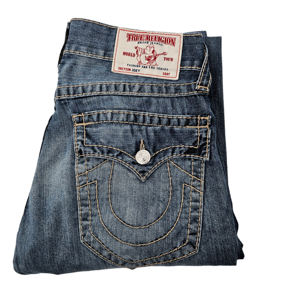 True Religion Joey Flare Jeans Size 31 Y2K Low Rise - Picture 11 of 16